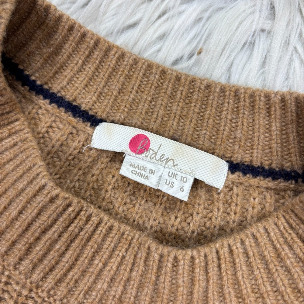 Boden Women's US 6 Tan Relaxed Wool Blend Crew Sweater - Picture 2 of 4